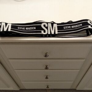 Steve Madden Monochrome Black and White Guitar Purse Bag Strap